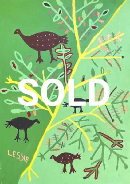 Lessie Morris. Sandgrouse and Moretlwa Bush. 86 x 61cm