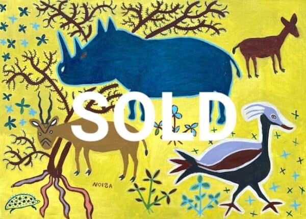 Ntcisa Kase. Rhino, Gemsbok and Duiker. 58 x 68cm