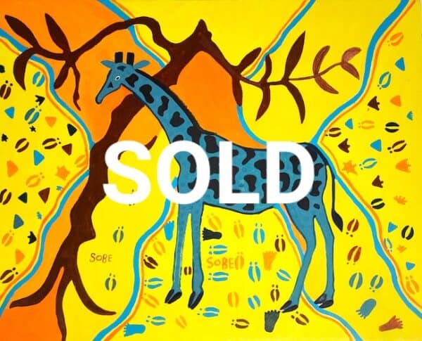Sobe Qaragae - Giraffe and Spoor (80x100cm)