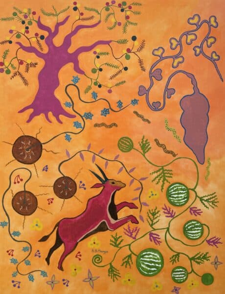 B.B. Mango-Eland, wild potatoes, wild melons and Tuber-130 x 100cm