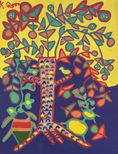 Khamxae Qgam-Ncòné Tree, Càm (morama tuber) and Ncõo-65 x 50cm