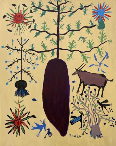 Xgara Qoma-Nxam (Cukunus Kalaharensis), Dère, Wild Potatoes and Eland.100x80cm